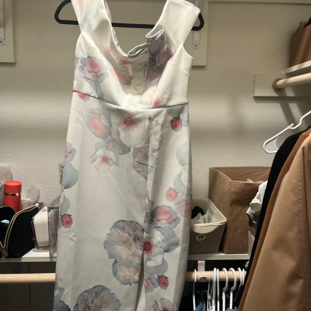 Ted Baker Cream Sundress Sleeveless Scoop Neck Wedding Guest